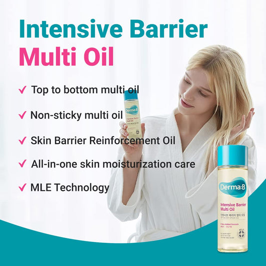 Derma B Intensive Barrier Multi Body Oil pump enables easy, non-greasy application