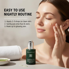 Derma Botanica Overnight Repair Serum concept with hyaluronic acid molecules for deep hydration.