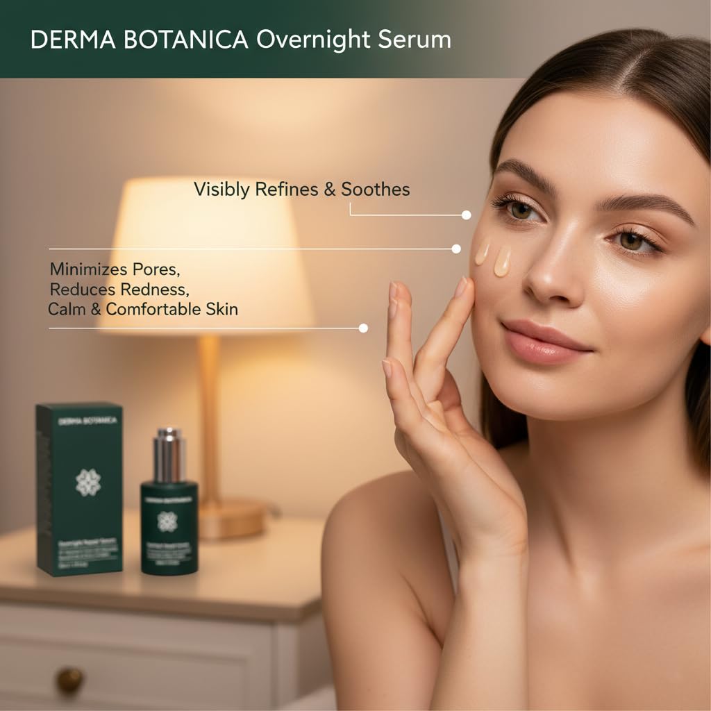 Derma Botanica Overnight Repair Serum texture absorbed, revealing smoother skin.
