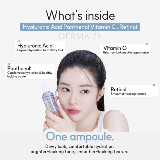 DERMA:D Hyaluronic Serum dropper close-up shows smooth texture