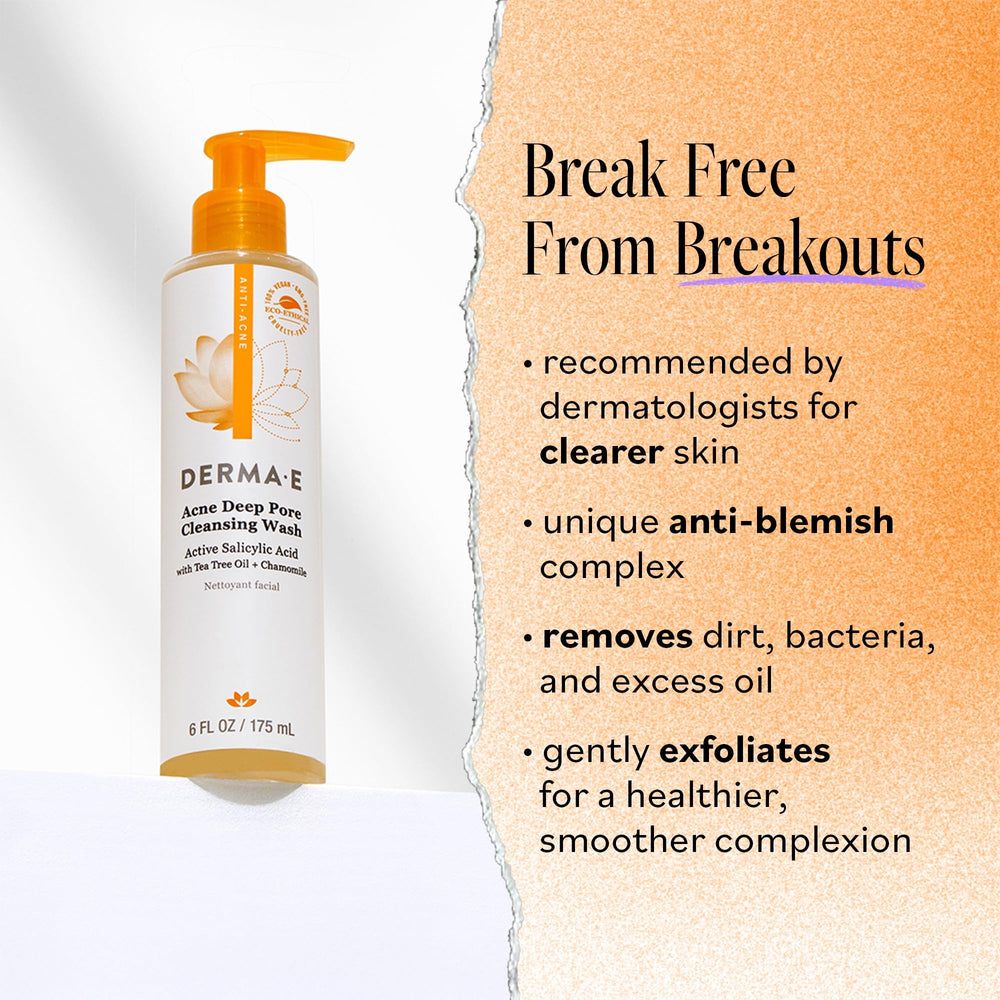 Derma E Acne Deep Pore Wash foaming lather for oil control and pore cleansing.