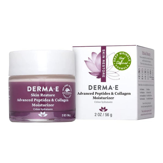 Derma E Advanced Peptides & Collagen Moisturizer bottle for daily hydration.