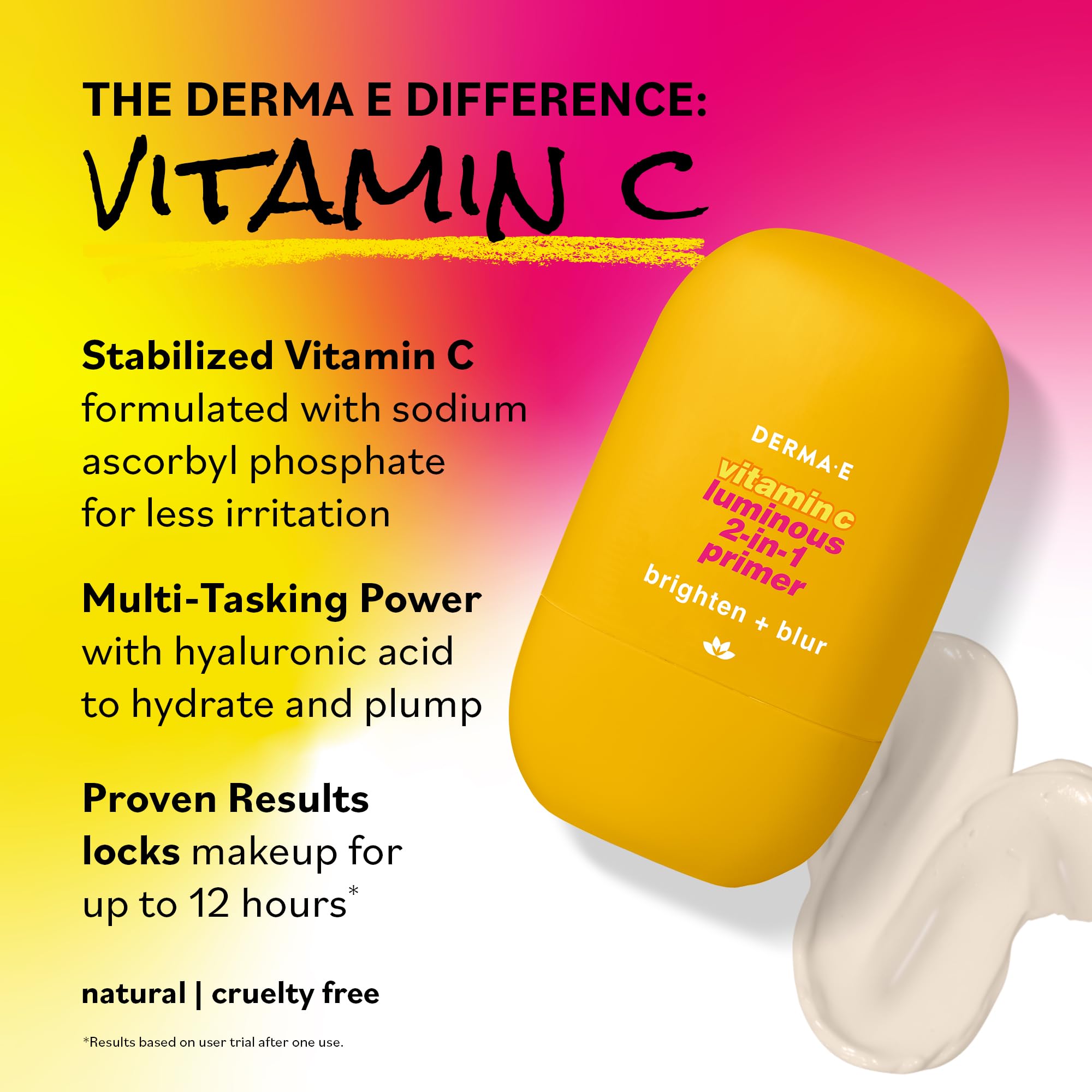 DERMA E primer swatch with aloe vera for moisture and glow