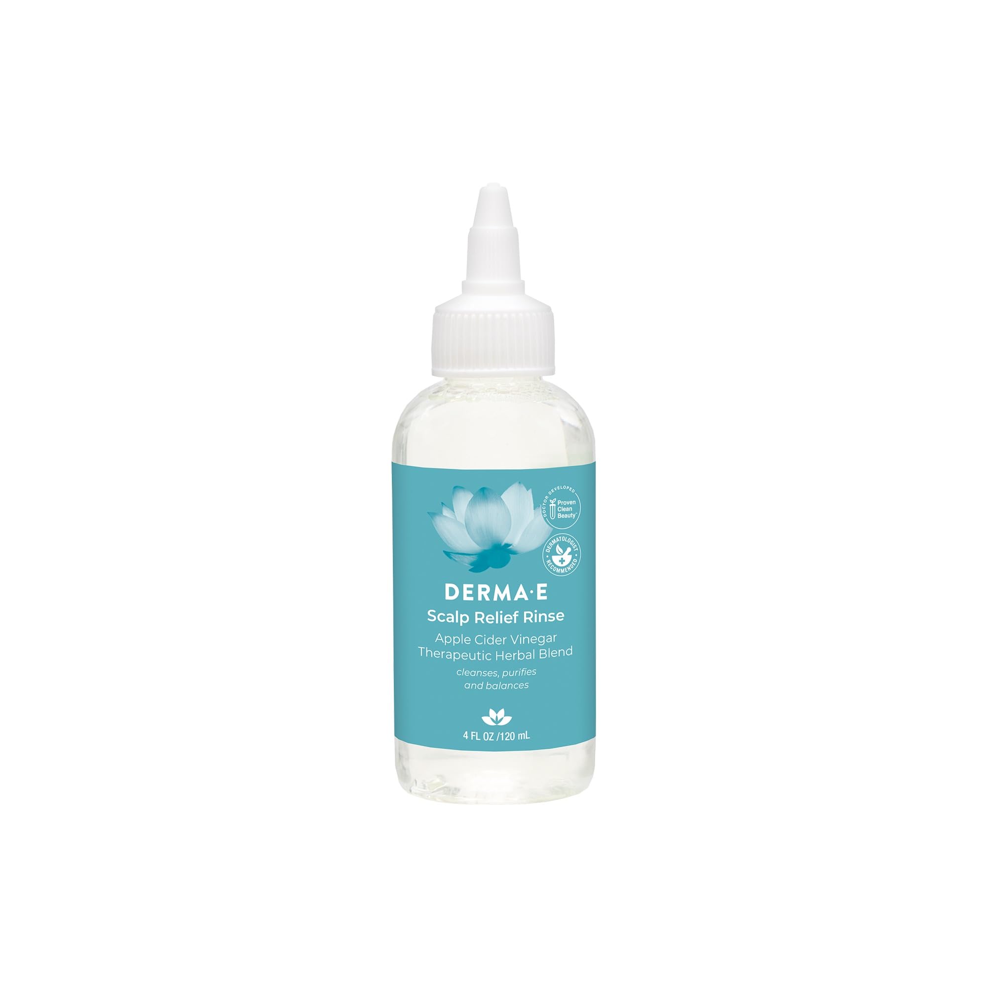 Derma-E Scalp Exfoliating Rinse bottle front view highlights color-safe scalp care.