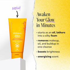 Derma E Vitamin C Foaming Oil Cleanser demonstrates oil-to-foam transition for effective cleansing