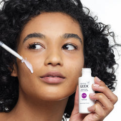 Skincare routine scene featuring Derma Geek serum for gradual results.
