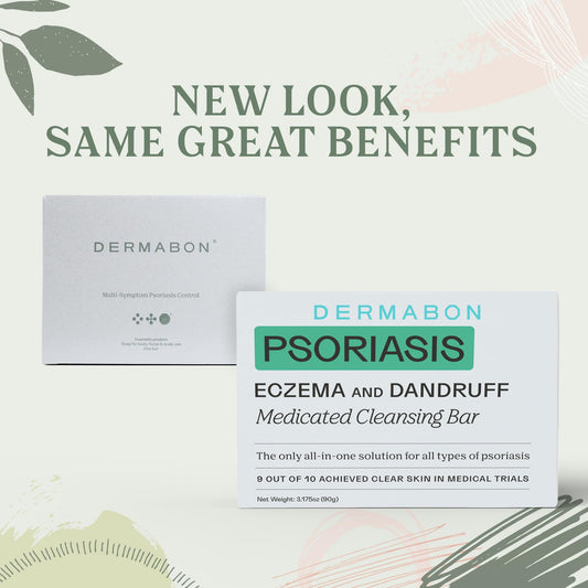Packaging image showing Dermabon coal tar soap bar for dermatitis care.
