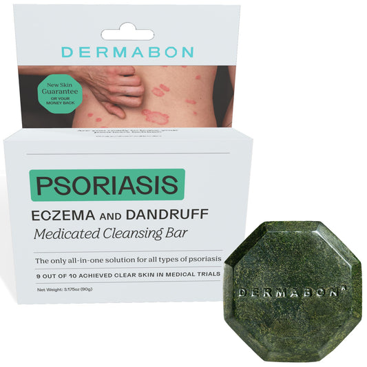 Dermabon coal tar soap bar two-percent close-up texture for psoriasis care.