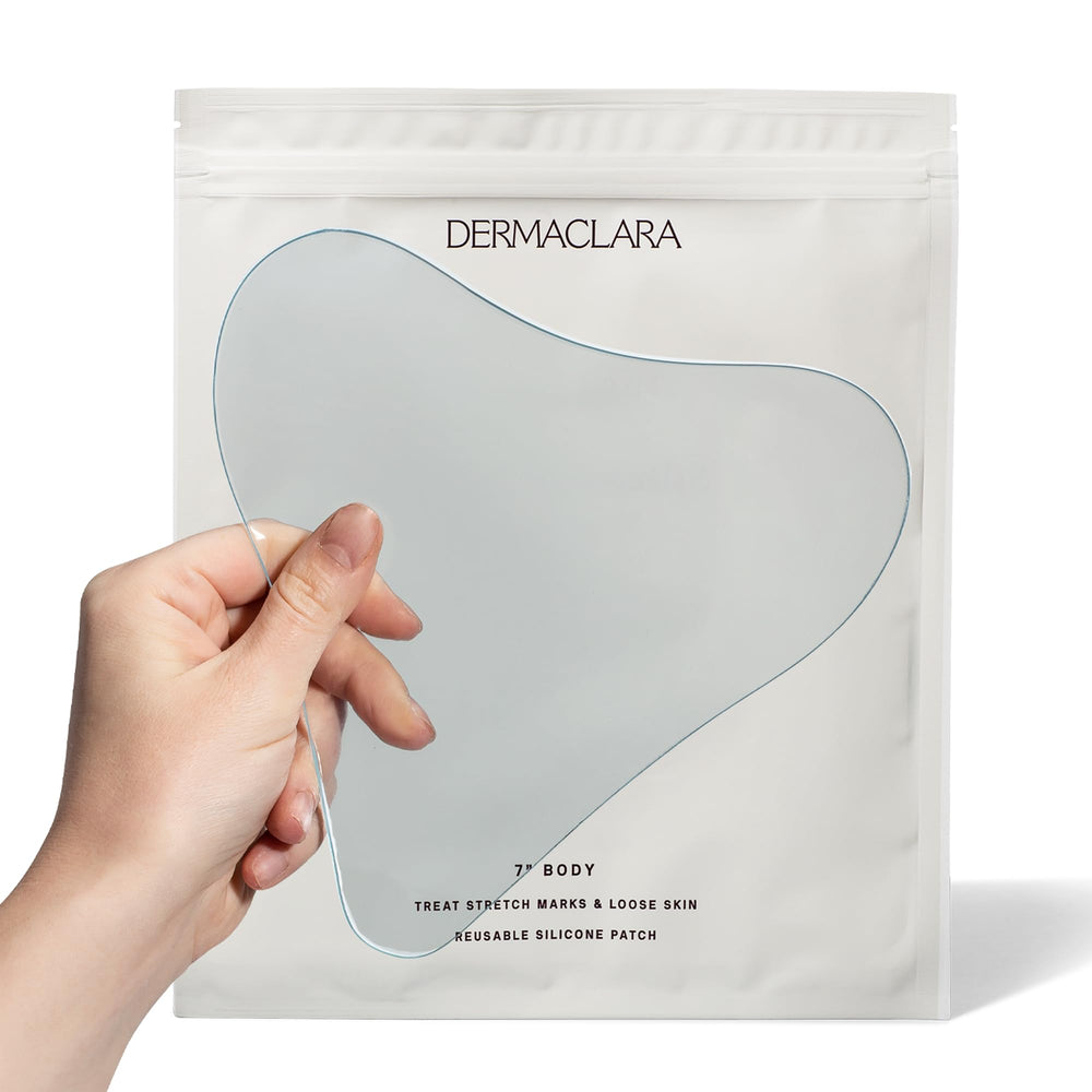 Dermaclara large silicone patch on belly providing gentle moisture for pregnancy care