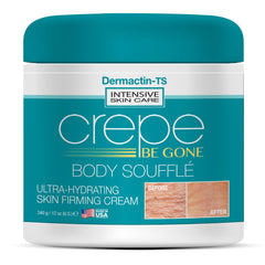 Dermactin Crepe Be Gone body souffle in a large jar for deep hydration.