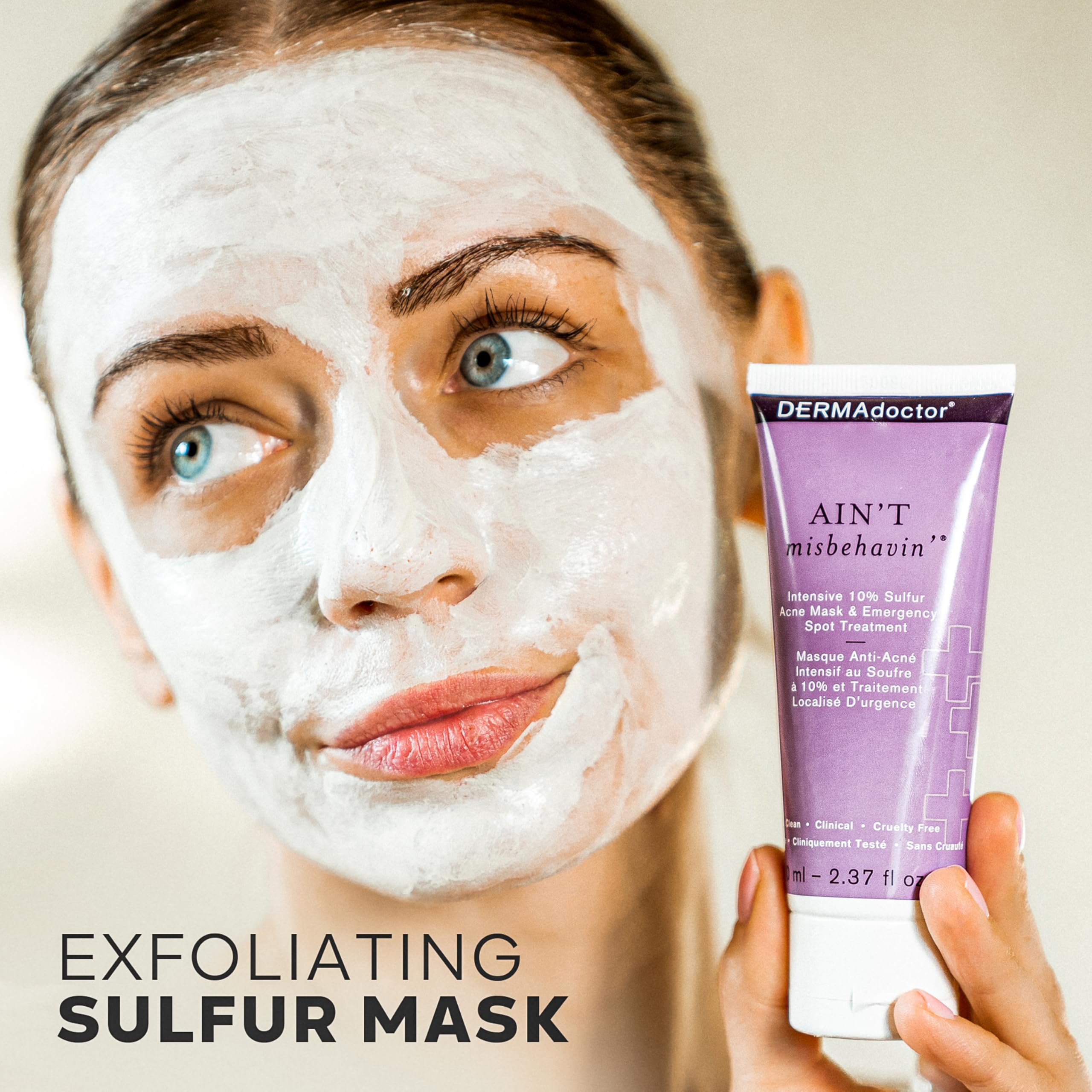 DERMAdoctor Ain't Misbehavin clay mask draws impurities from pores.