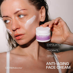 DERMAdoctor peptide moisturizer swatch demonstrating firmer-looking skin.