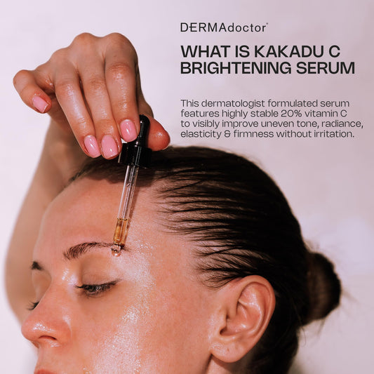 DERMAdoctor Vitamin C Serum amber bottle close-up showing potent formula.