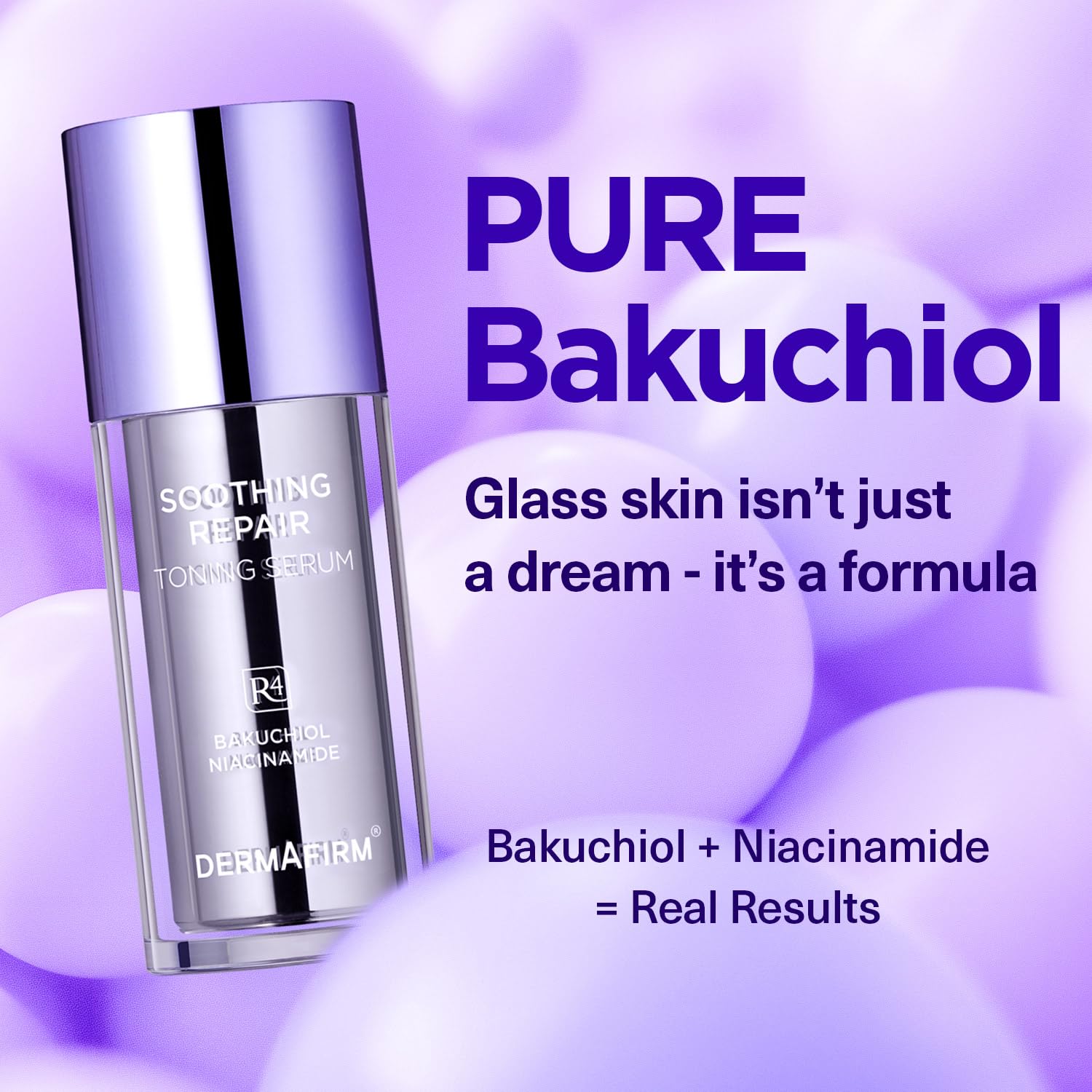 Dermafirm niacinamide-serum texture swirl suggesting brightening and even tone.