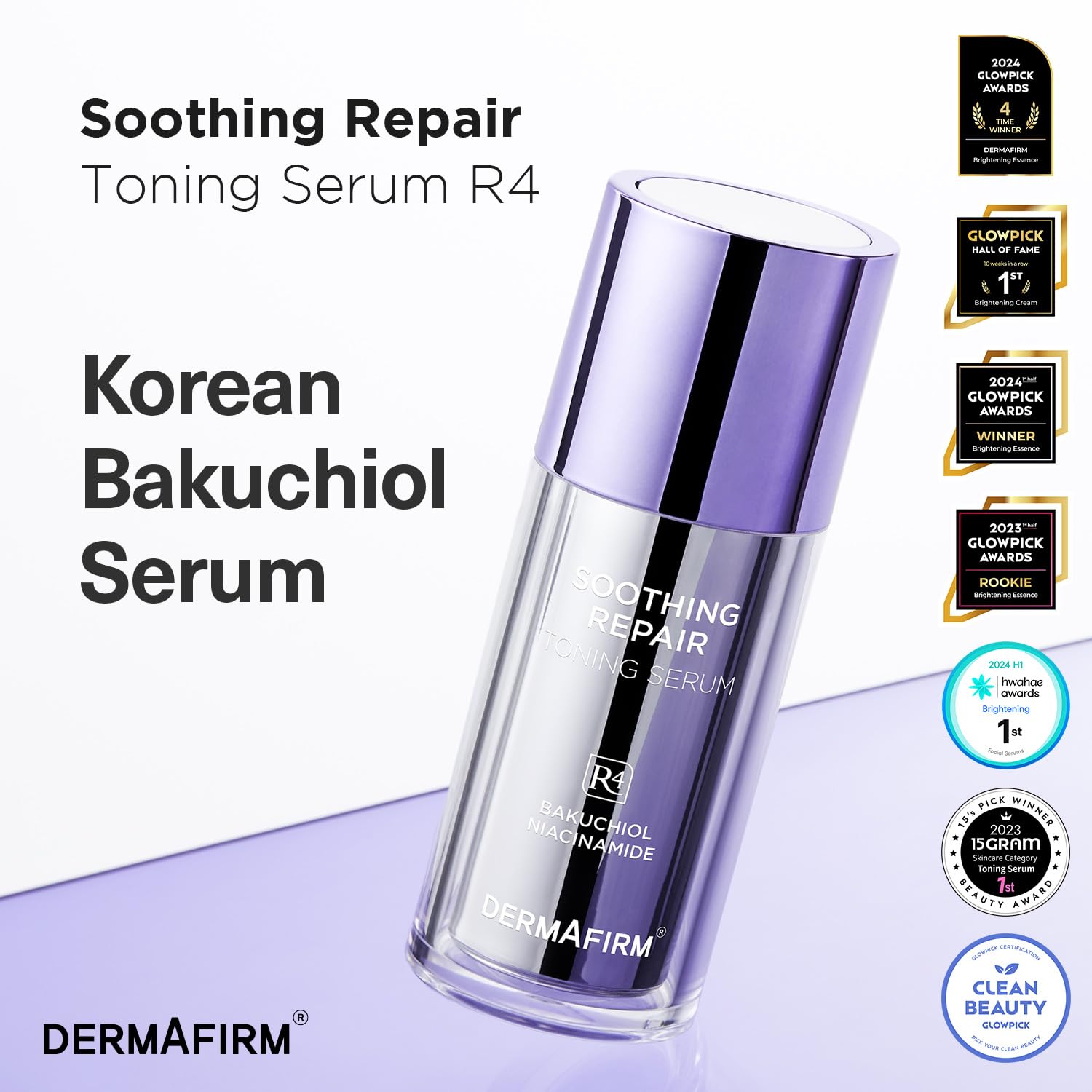 Dermafirm serum-dispensing dropper demonstrates precise, clean application.