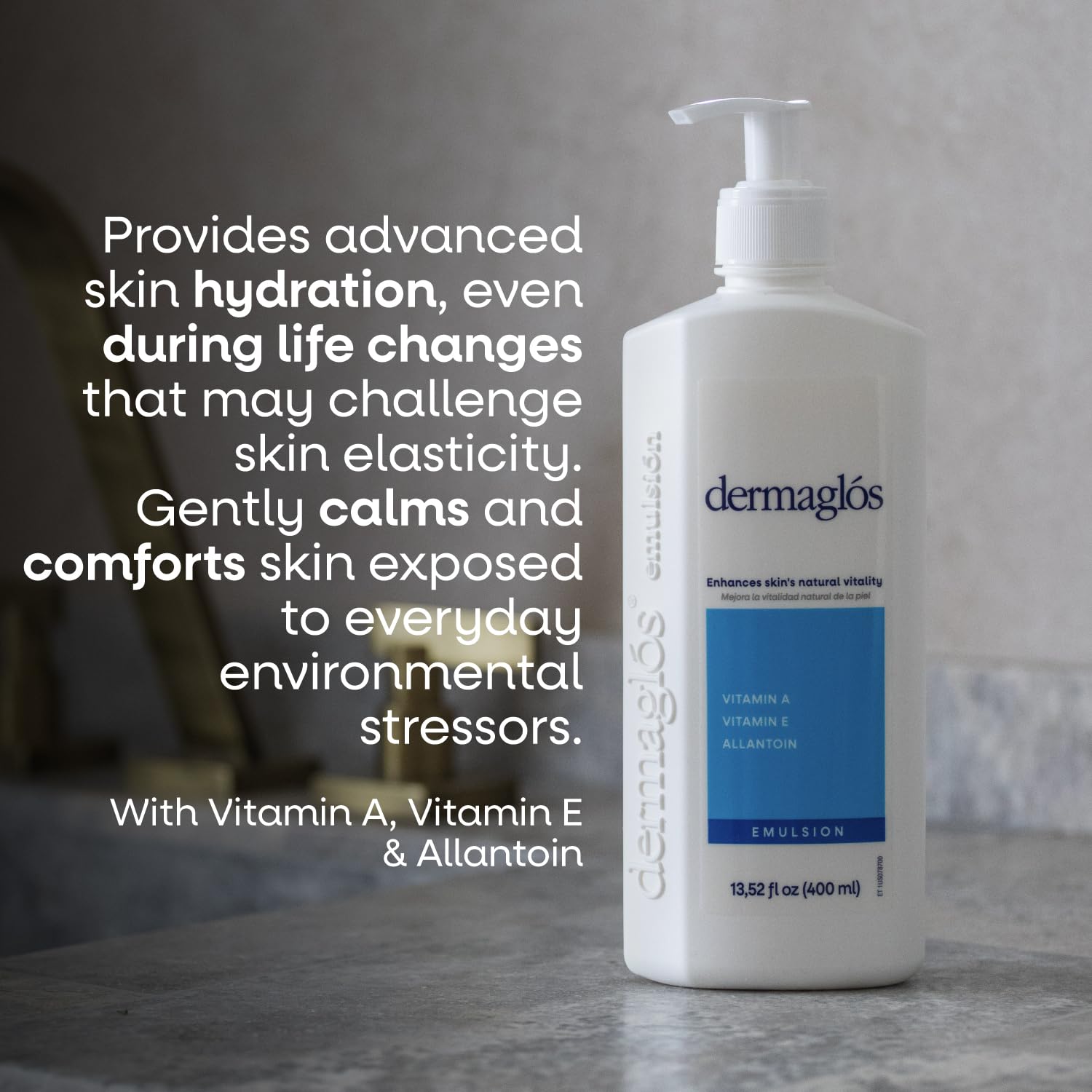 Dermaglós lotion being gently massaged into skin for deep hydration.