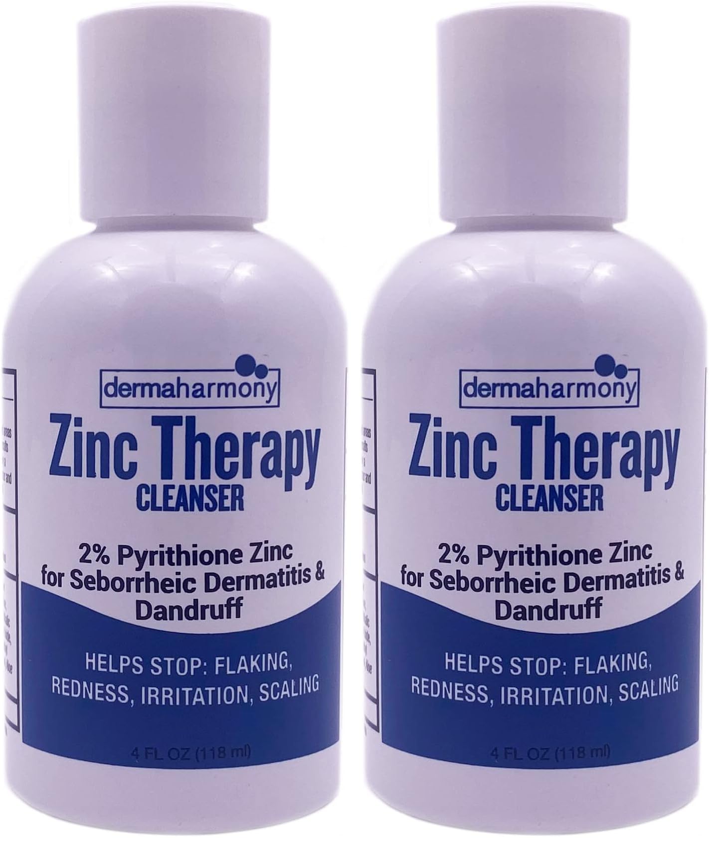 Dermaharmony 2% zinc liquid cleanser front bottle for gentle cleansing in all skin types.