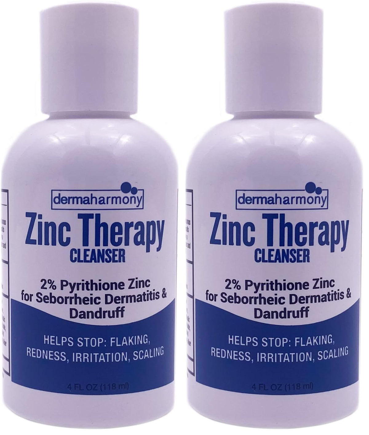 Dermaharmony 2% zinc liquid cleanser front bottle for gentle cleansing in all skin types.