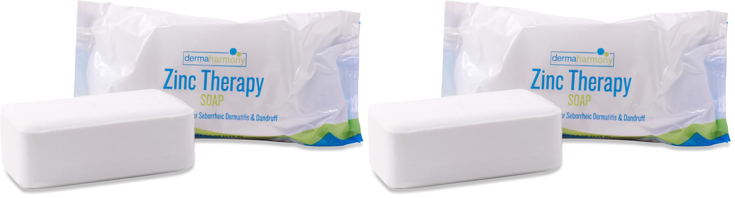 DermaHarmony 2% ZnP bar soap close-up showing rich lather for daily cleansing.