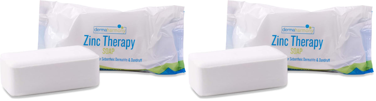 DermaHarmony 2% ZnP bar soap close-up showing rich lather for daily cleansing.