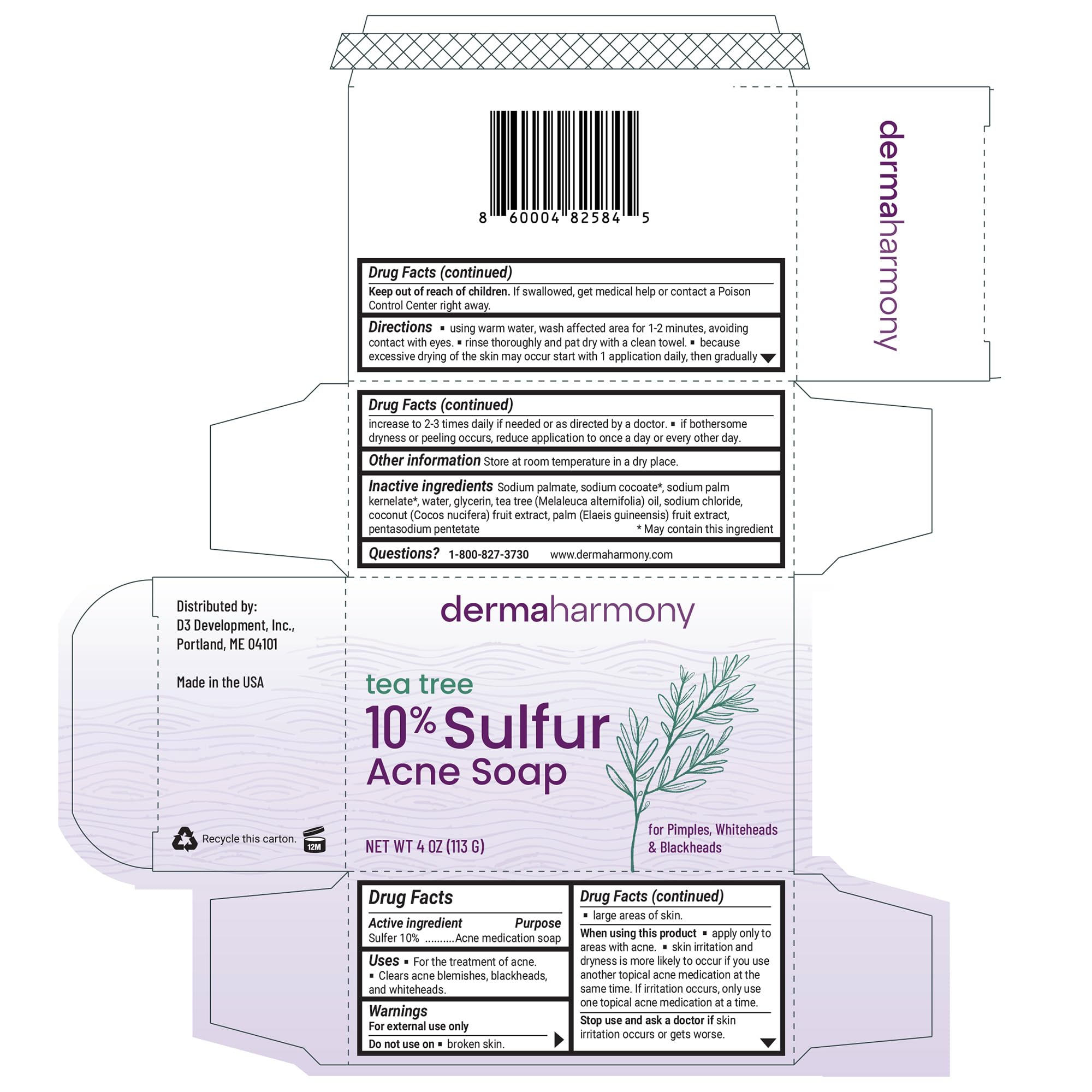 Dermaharmony acne bar soap lathering on skin demonstrates sulfur action for blemish reduction