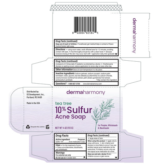 Dermaharmony acne bar soap lathering on skin demonstrates sulfur action for blemish reduction