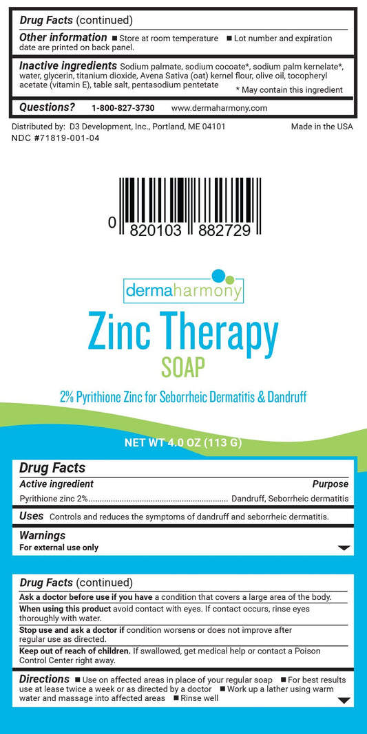 DermaHarmony Pyrithione Zinc 2% active close-up highlighting anti-itch formulation.