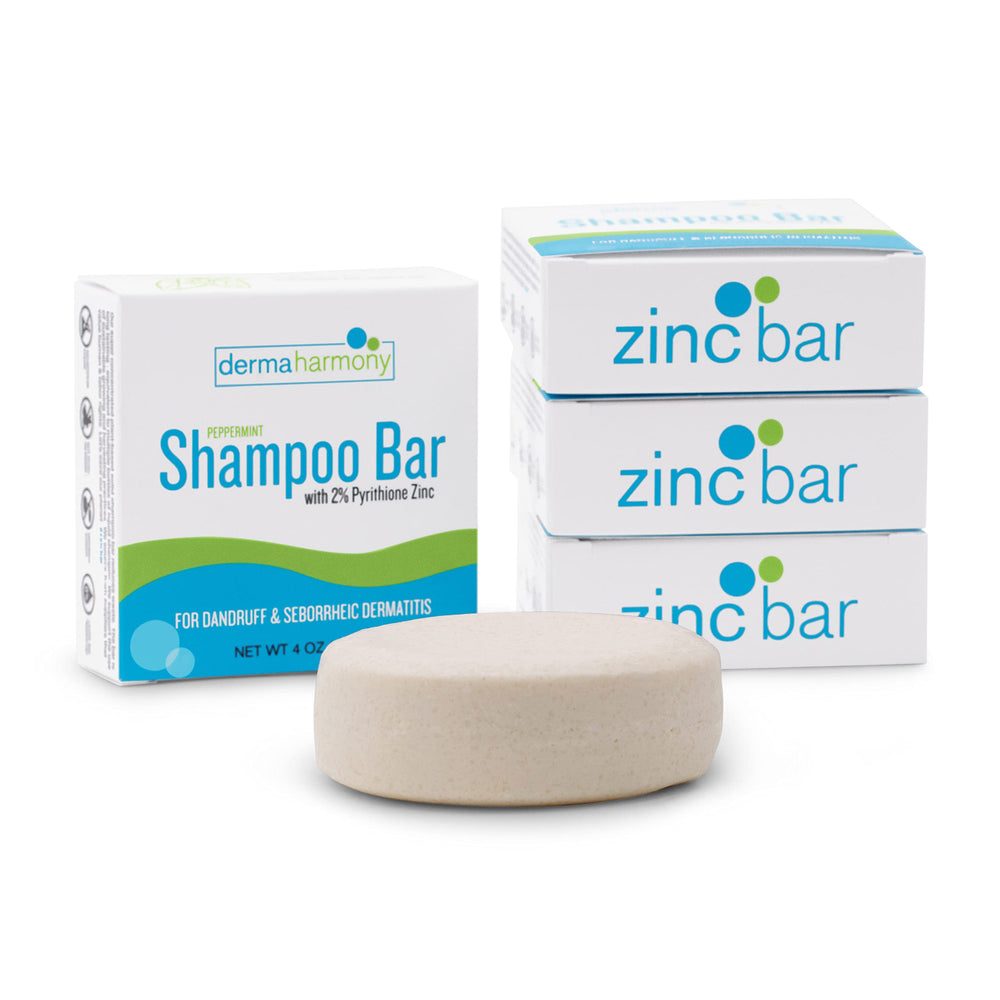 DermaHarmony peppermint shampoo bar in shower scene ready for daily use