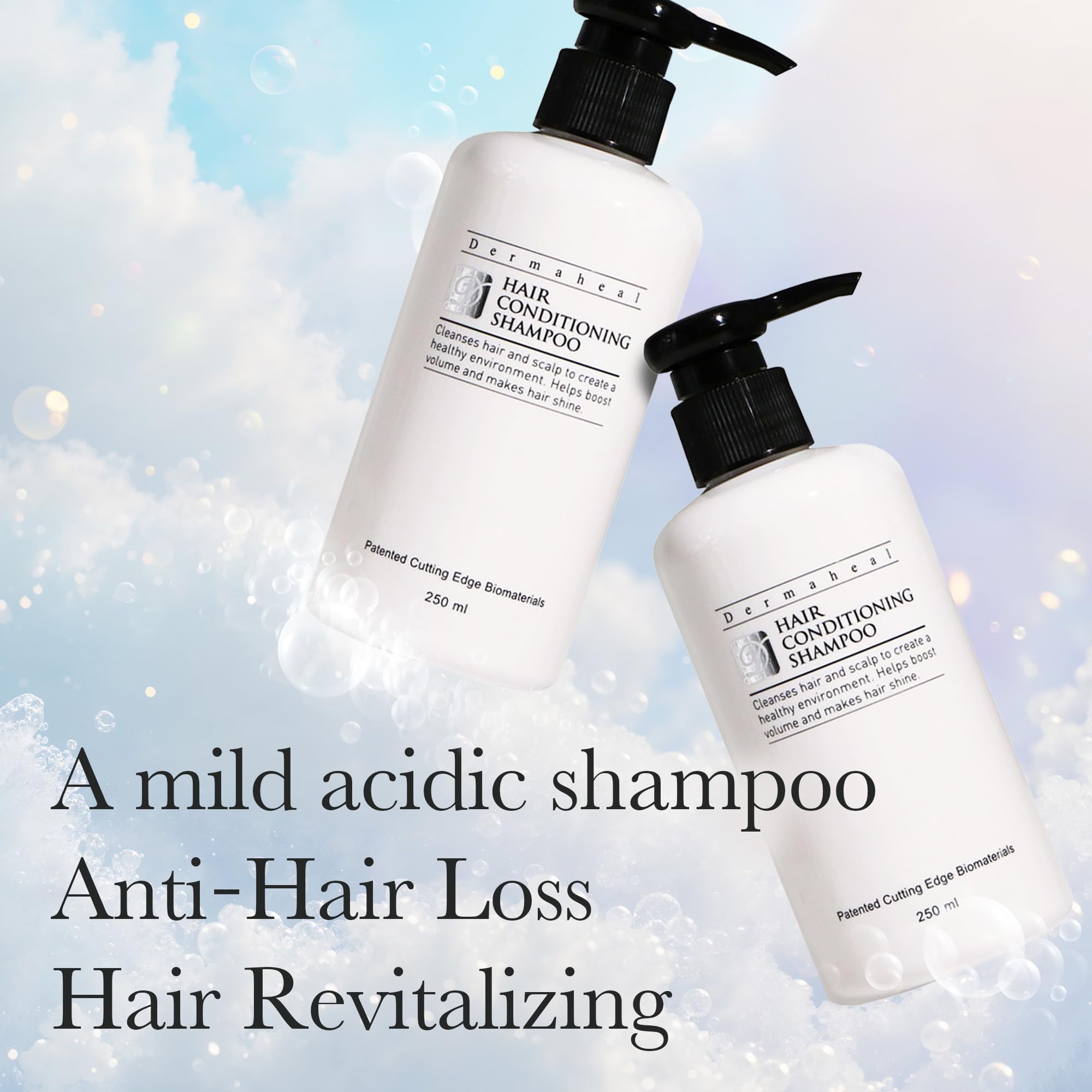 Dermaheal bottle with cap close-up conveys premium packaging for salon-quality care.
