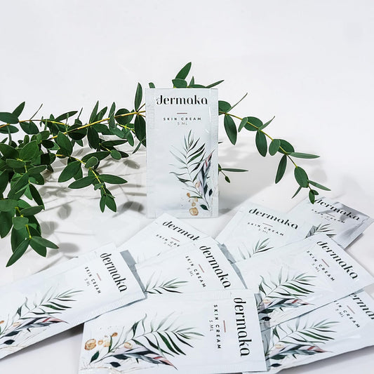 Dermaka Skin Repair Cream packets in packaging for travel-friendly care