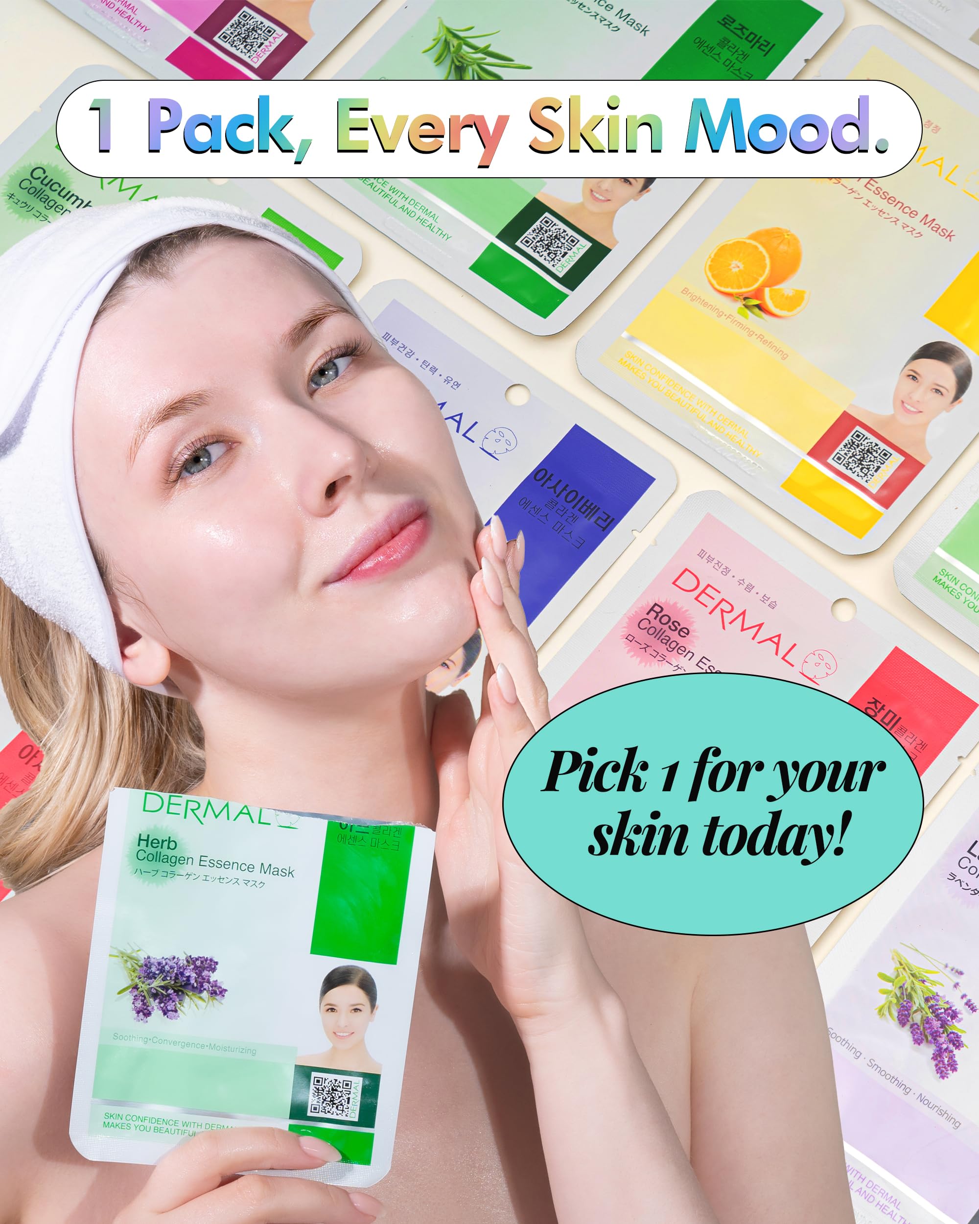 DERMAL 32-combo-pack vitamin E collagen mask promoting brightening and nourishment