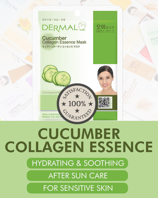 DERMAL cucumber-extract mask essence delivers lightweight hydration and calm for redness-prone skin.