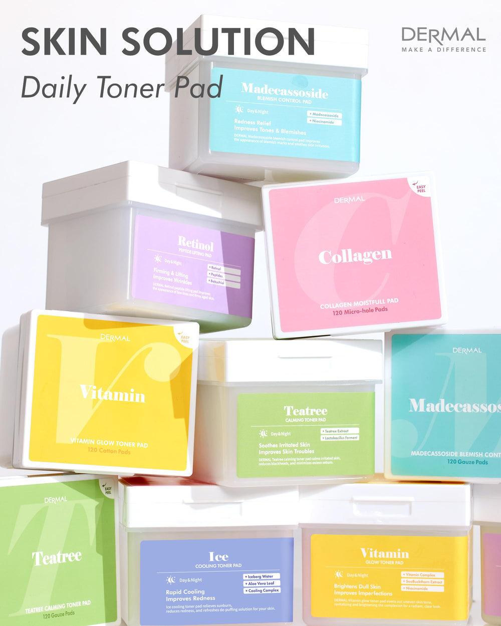 DERMAL pad in use on face for cleansing and essence patting