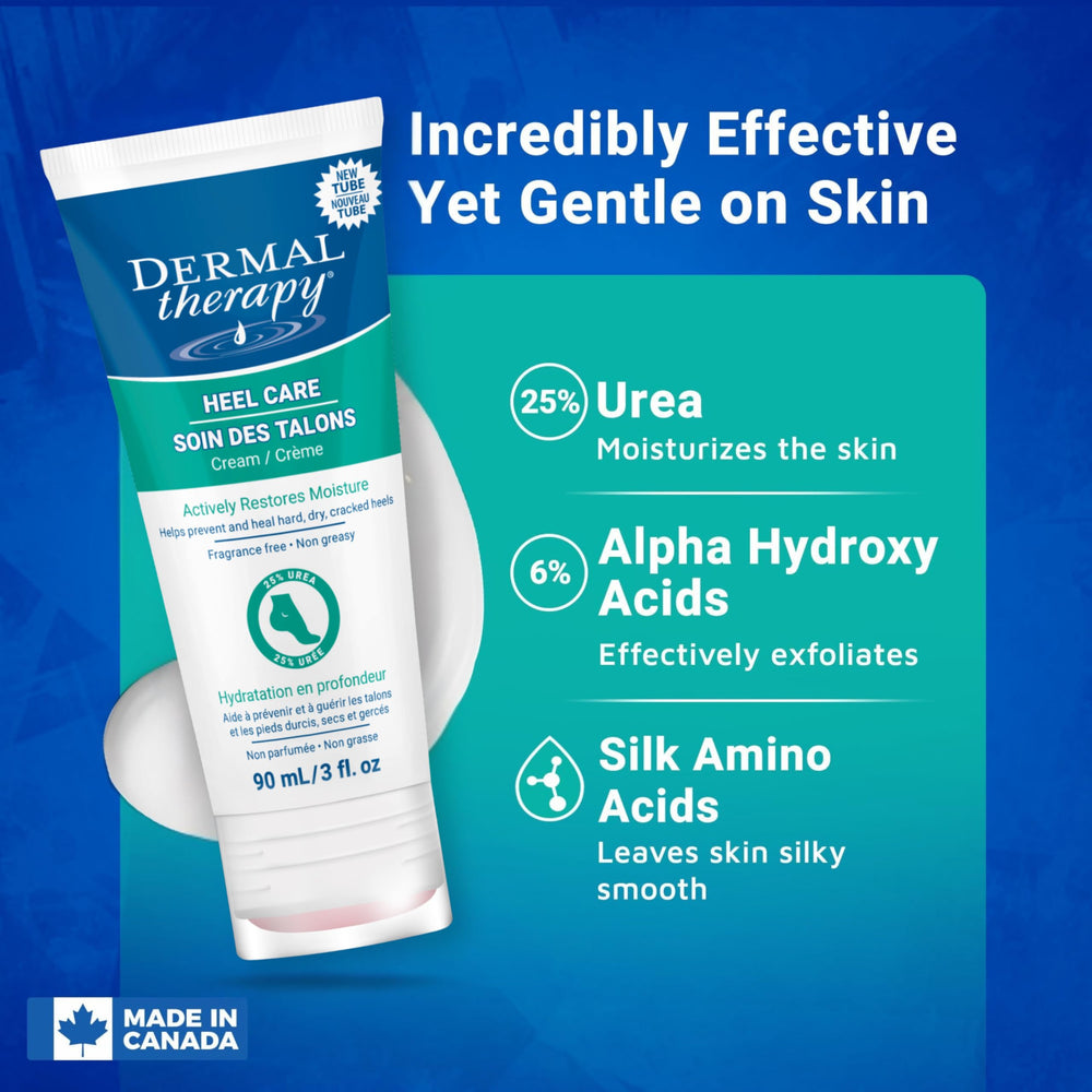 Dermal Therapy Heel Care Cream being applied to damp feet for quick absorption