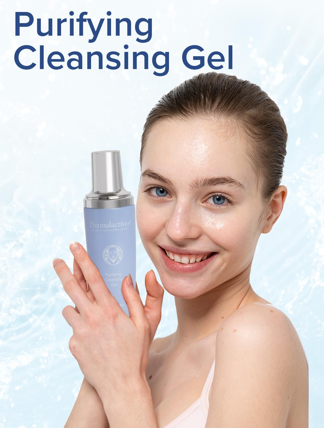 Dermalactives Purifying Cleansing Gel texture on skin for gentle cleansing.