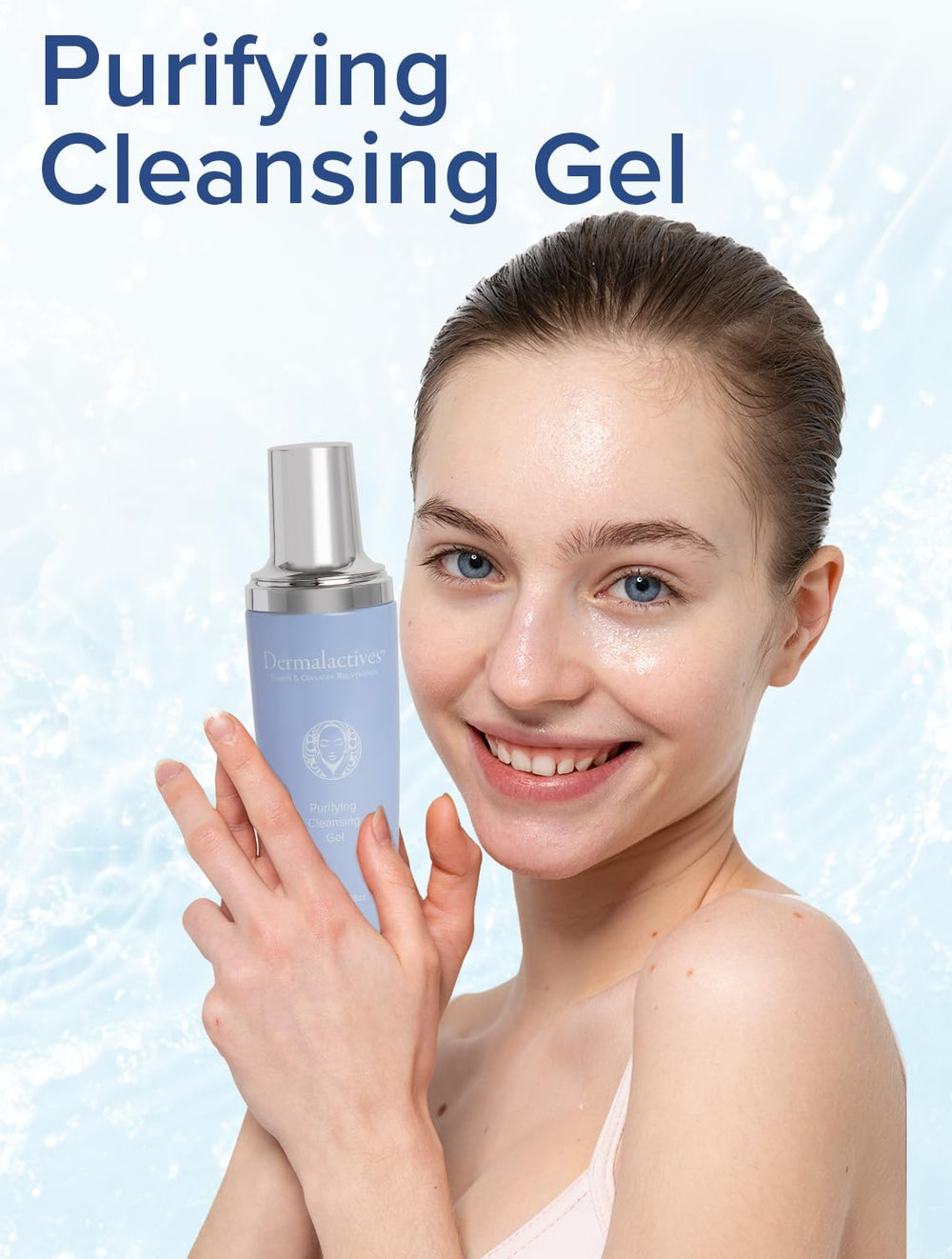Dermalactives Purifying Cleansing Gel texture on skin for gentle cleansing.