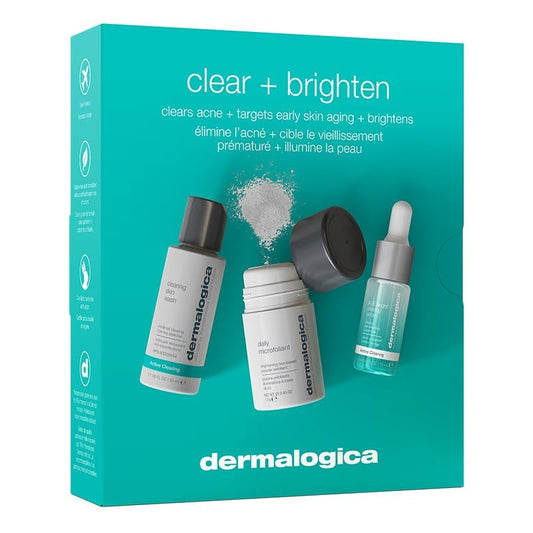 Dermalogica Clear and Brighten Kit face cleanser bottle for gentle cleansing and a fresh complexion.