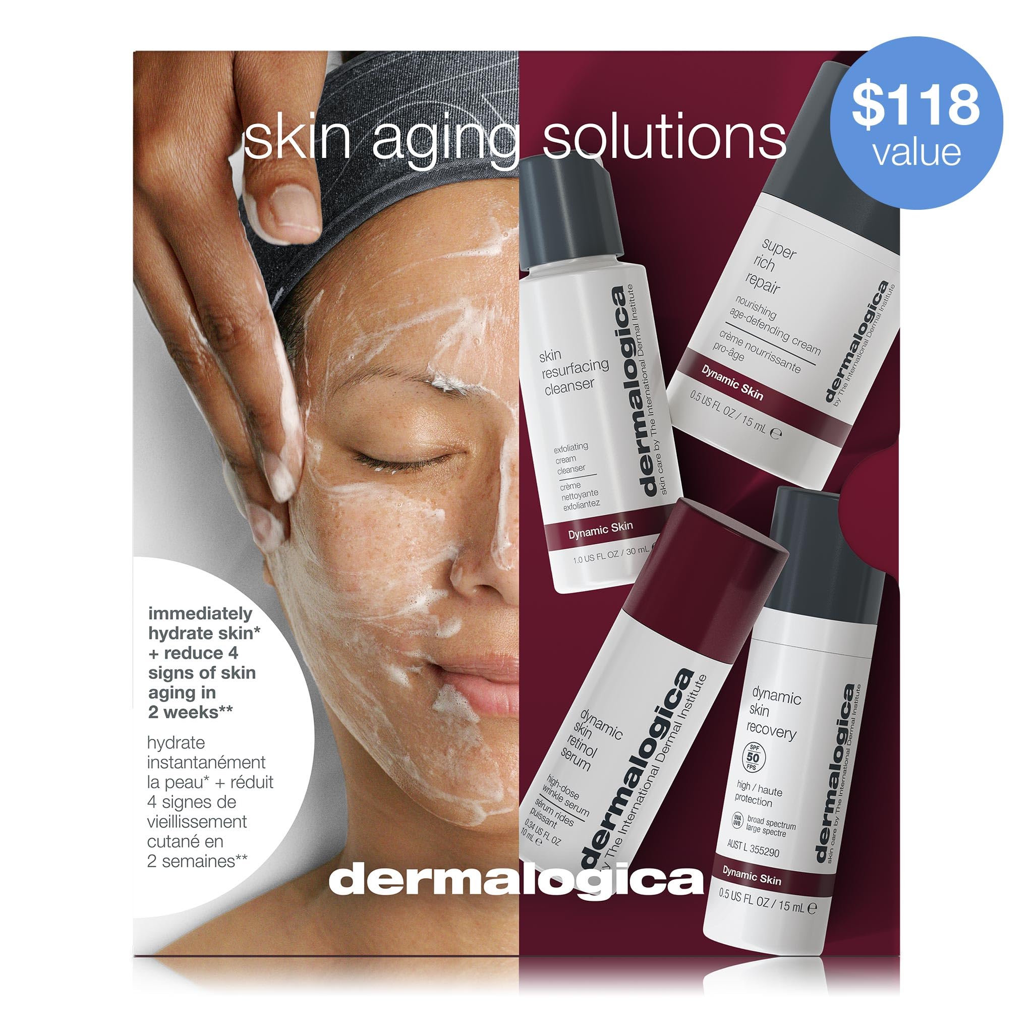 Close-up of serum texture from Dermalogica kit for quick absorption.