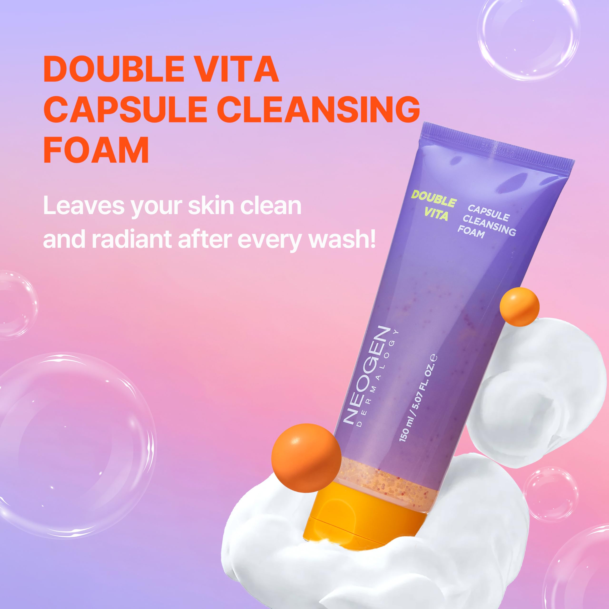 DERMALOGY cleansing foam foaming on hand demonstrates gentle gel-to-foam action.