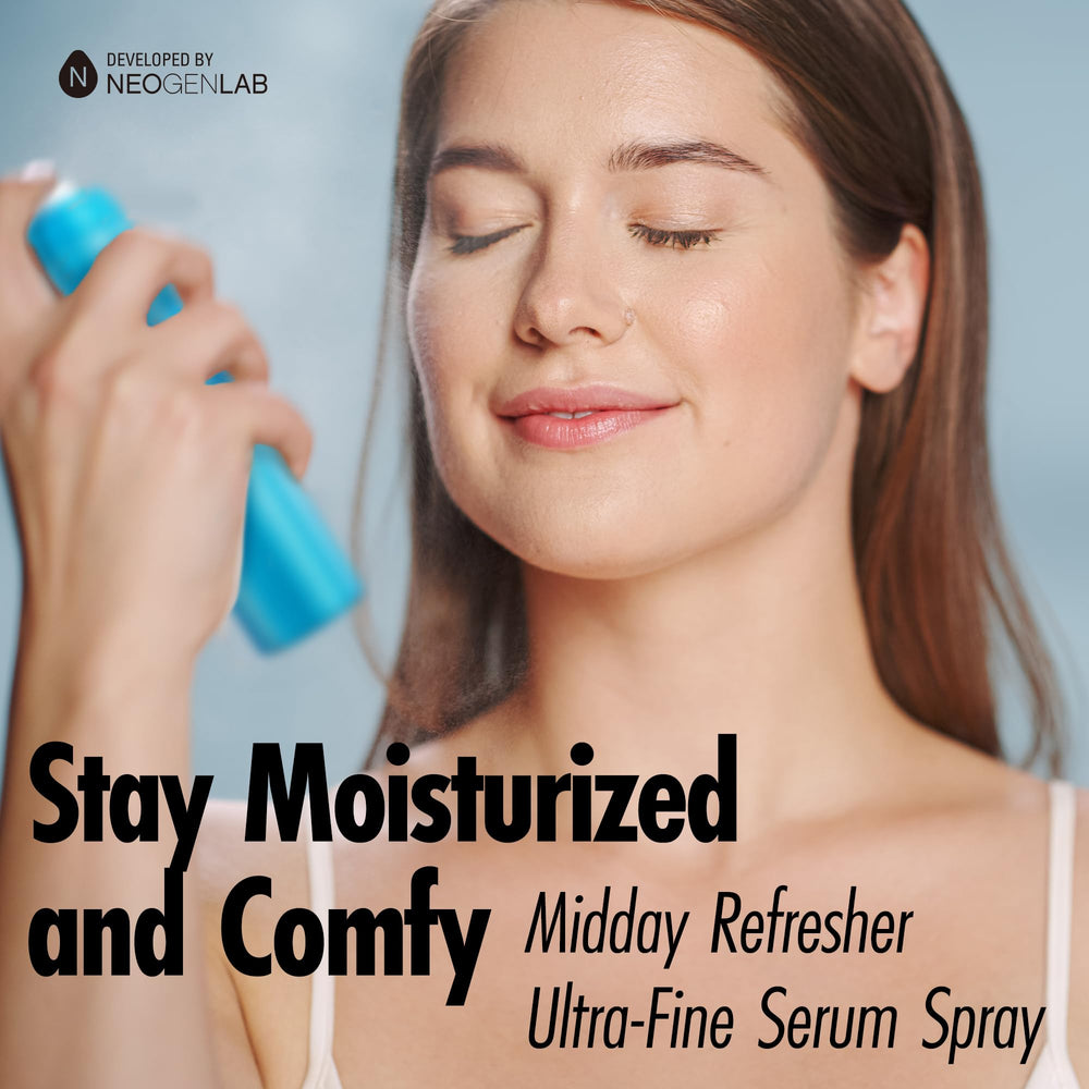 Neogen H2 Dermadeca spray in action, a fine mist for even hydration.