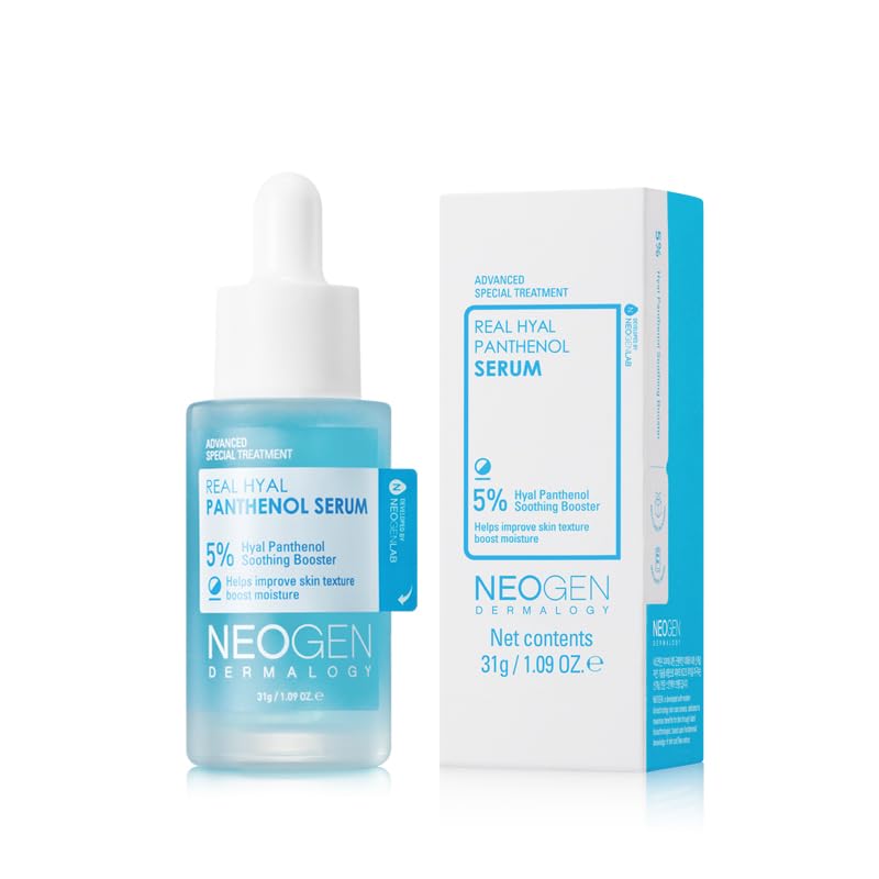 DERMALOGY Real Hyal Panthenol Serum bottle close-up showing instant hydration for refreshed skin.