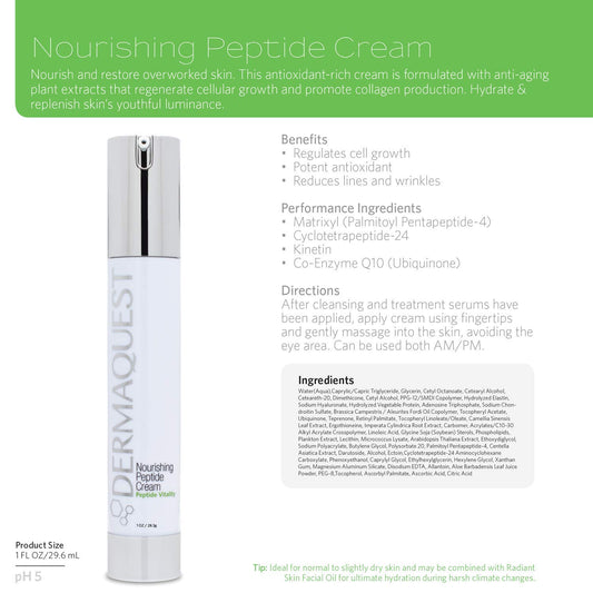 Closeup of the Peptide Vitality Cream texture showing a creamy formula for smooth, hydrated skin.