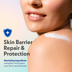 Dermasil lotion applied to hand with cocoa butter vanilla aroma.