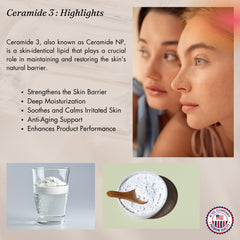Dermaskin Labs Ceramide Powder used in hair care for moisture and shine.