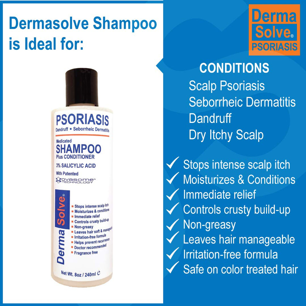 Dermasolve leave-in spray conditioner bottle; detangles and smooths damaged hair without irritation