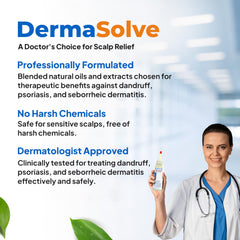 Dermasolve oil on hair ends suggesting hydration and follicle support