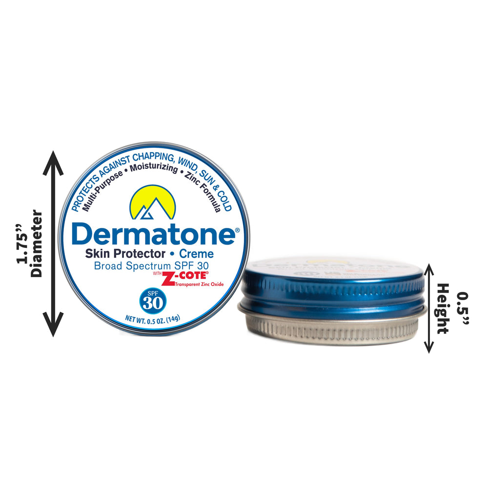 Dermatone balm on skin in windy, cold conditions for protection.