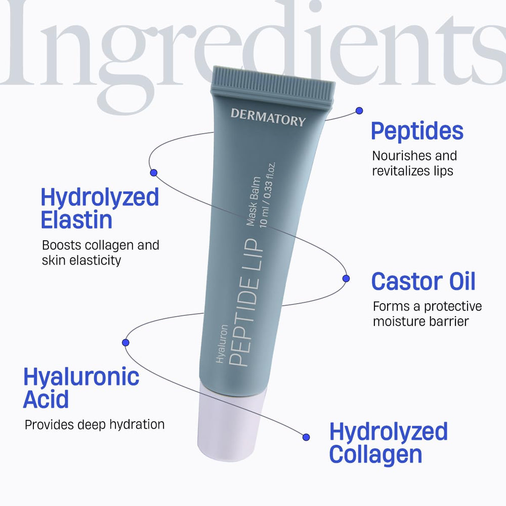 DERMATORY Hyalluron Peptide Volume Lip Mask Balm silicone spreader tip for hygienic precise use.