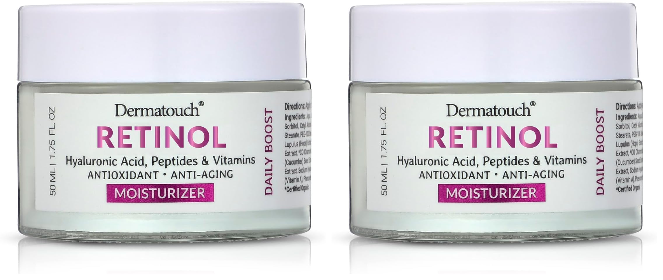 DERMATOUCH Retinol Face Moisturizer bottle pump for smooth, hydrated skin.