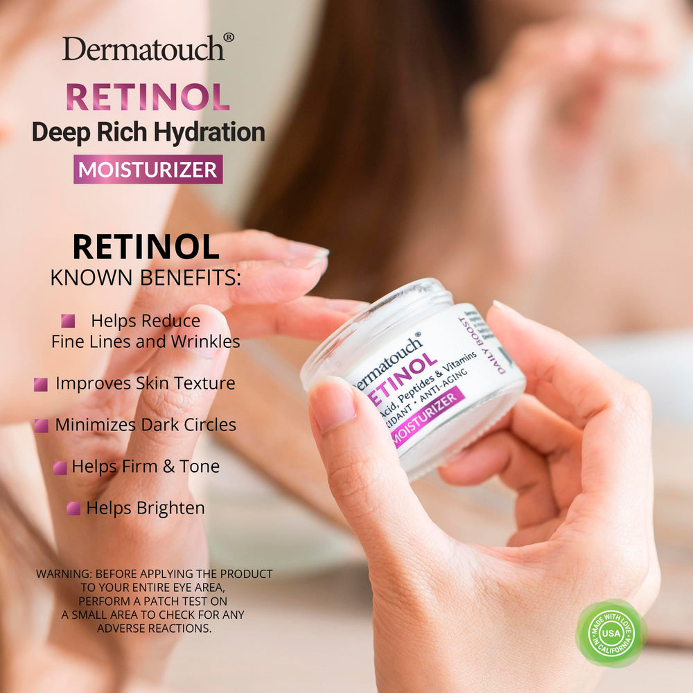 DERMATOUCH Retinol Face Moisturizer close-up of cream texture highlighting nourishing feel.